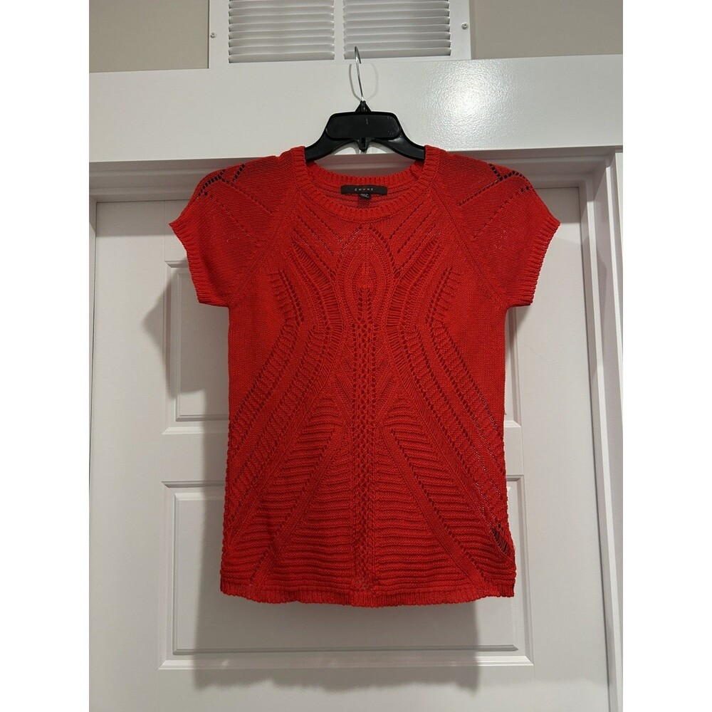 Fever Red Knitted Short Sleeve Top Sweater Size Medium Game Day USA Holiday